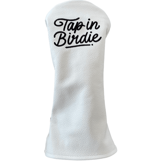 Tap in Birdie - White Driver Headcover in leather
